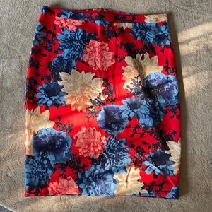 Red Flowered Talbots Skirt